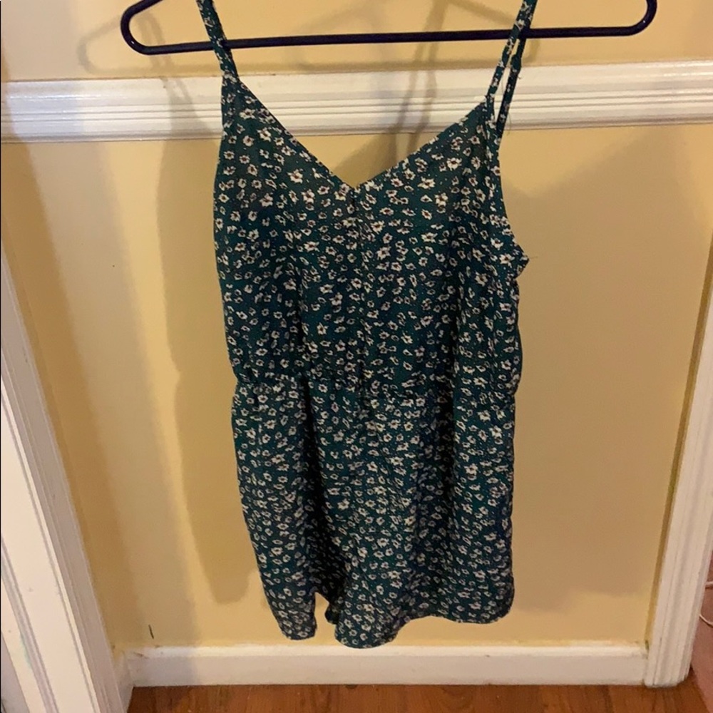 Green floral romper